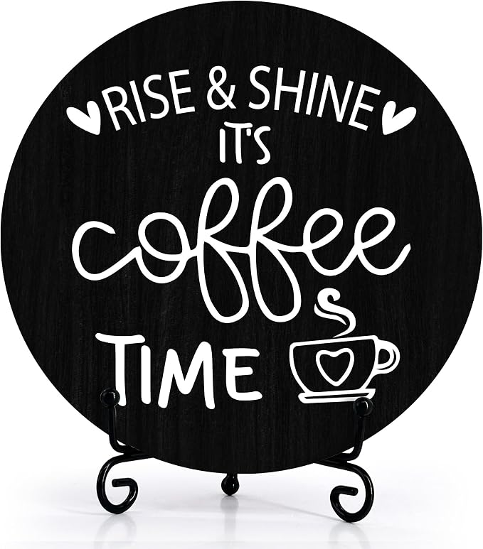 Coffee Desk Decor Sign, Farmhouse Wood Plaque, It Is Coffee Time Wood Sign by Zmyollo