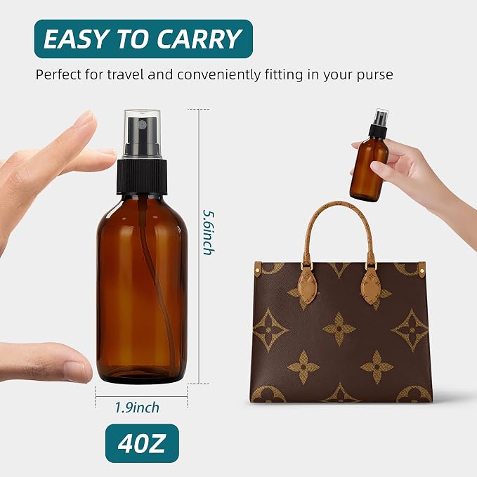 Dark Amber Glass Spray Bottles 4 oz, Small Glass Spray Bottles - Image 4