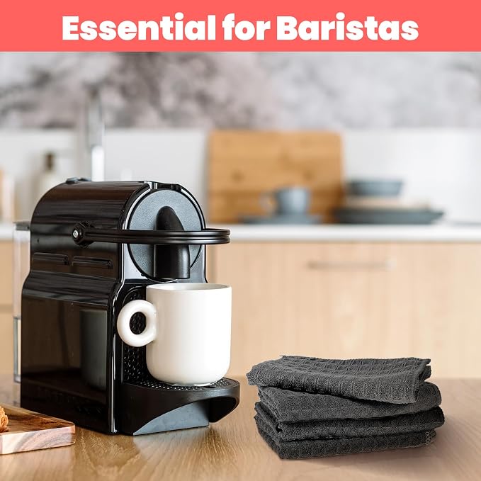 4Pack Waffle Weave Microfiber Towel, 11.8" Barista Towels - Image 5