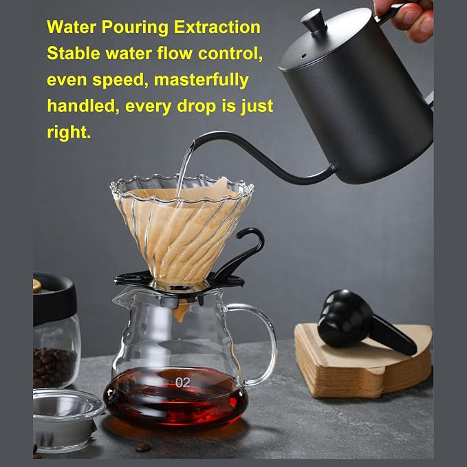 Pour Over Coffee Maker 600ML/20oz, Heat Resistance Borosilicate Glass Dripper - Image 2