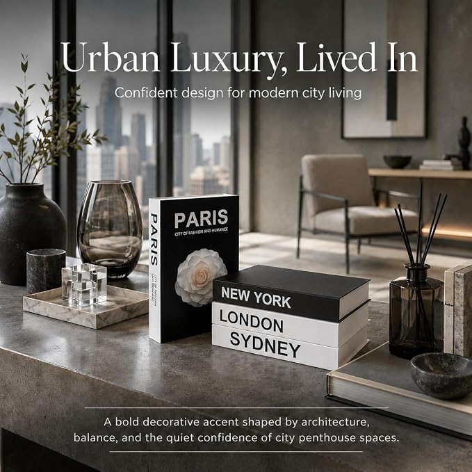 PROBENEX 4 Pcs Decorative Books | Faux Travel Coffee Table & Shelf Decor | - Image 5