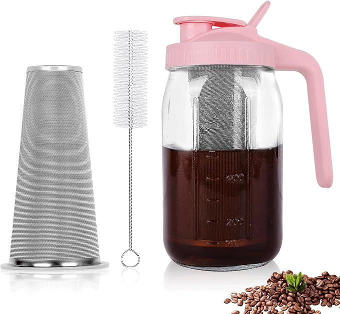 Cold Brew Coffee Maker, 32 oz Mason Jar Pitcher by QHH