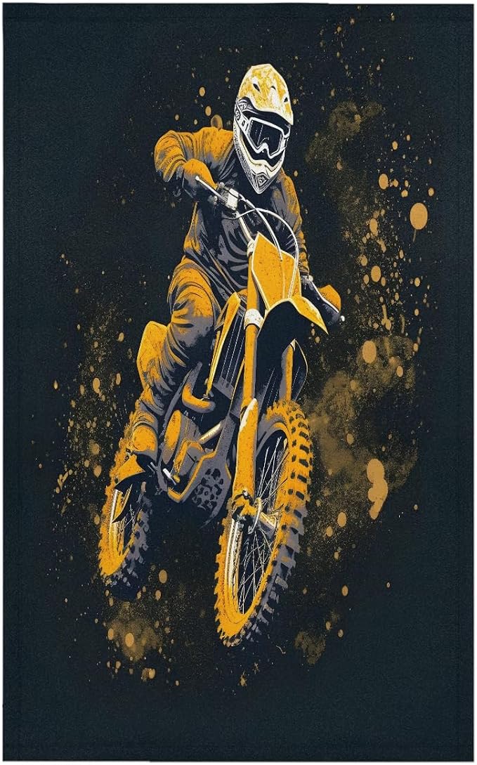Yellow Motorcycle Kitchen Towels Set of 2 Absorbent Drying Dish Towels by Unknown