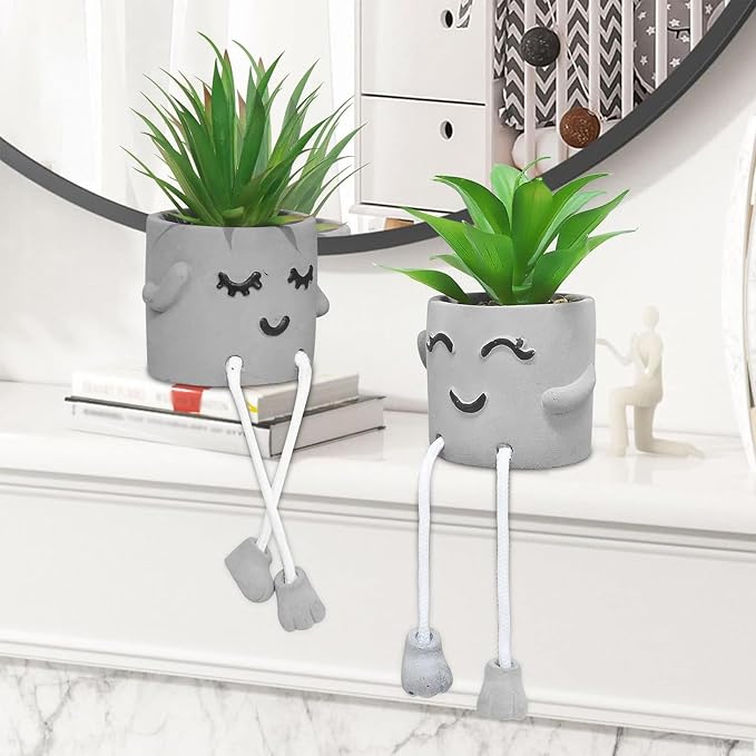 Zerzsy Faux Succulents in Cement Pots - Image 6