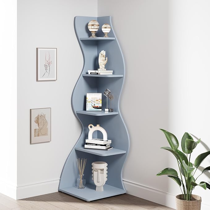 Tribesigns Corner Shelf, Modern 5-Tier Wall Corner Bookshelf, Stylish Corner - Image 6