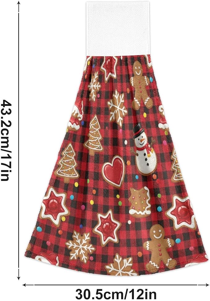 Dussdil Christmas Gingerbread Cookies Kitchen Hanging Towel 12 x 17 Inch Tree - Image 5