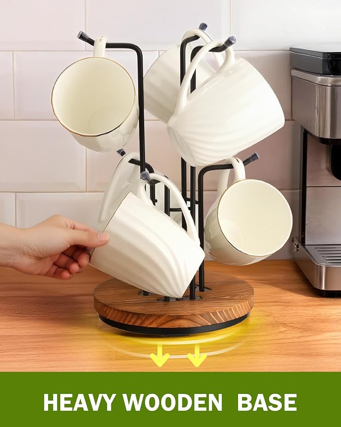 360° Rotating Large Mug Tree for Counter, Coffee Mug Holder - Image 3