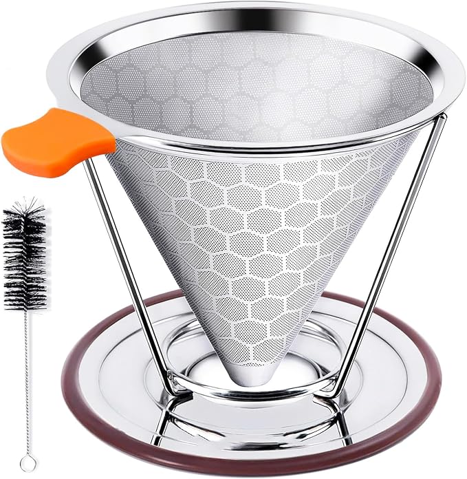 Pour Over Coffee Dripper, Stainless Steel Filter, Reusable Filter, Cone Dripper by Unknown