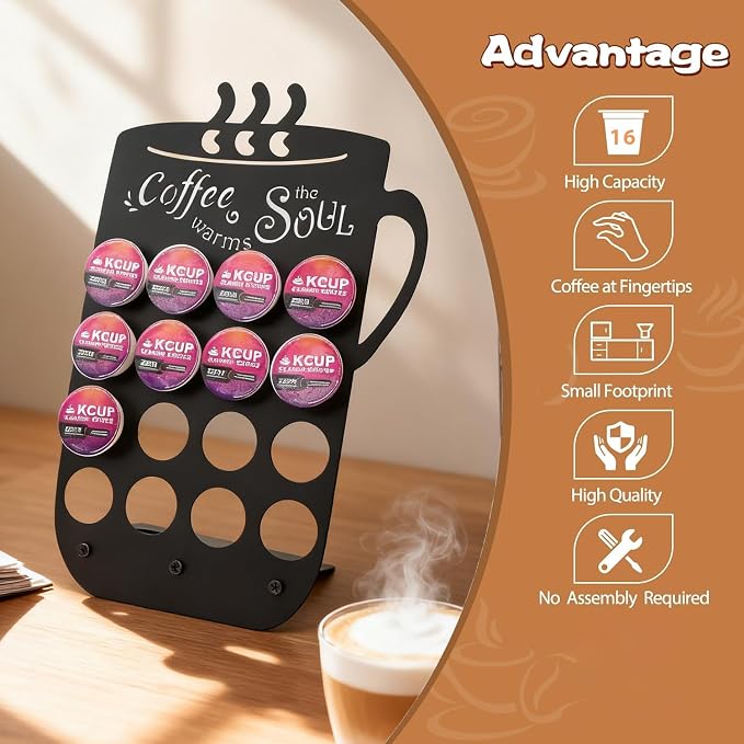 Metal K Cups Coffee Pod Holder, 19 Pods Holder Display, Coffee Bar Organizer - Image 3