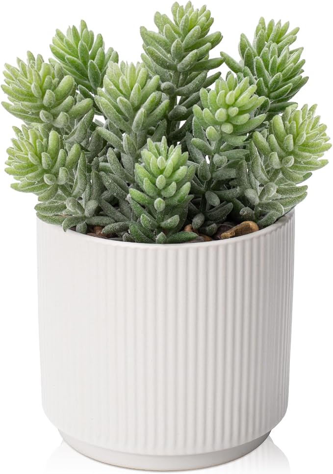 Briful Flocked Fake Plants Realistic Succulents Artificial Plant in Ceramic Pot by Briful