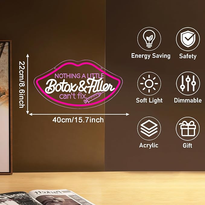Nothing A Little Botox Filler Can'T Fix Neon Sign, Beauty Care Neon Light USB - Image 7