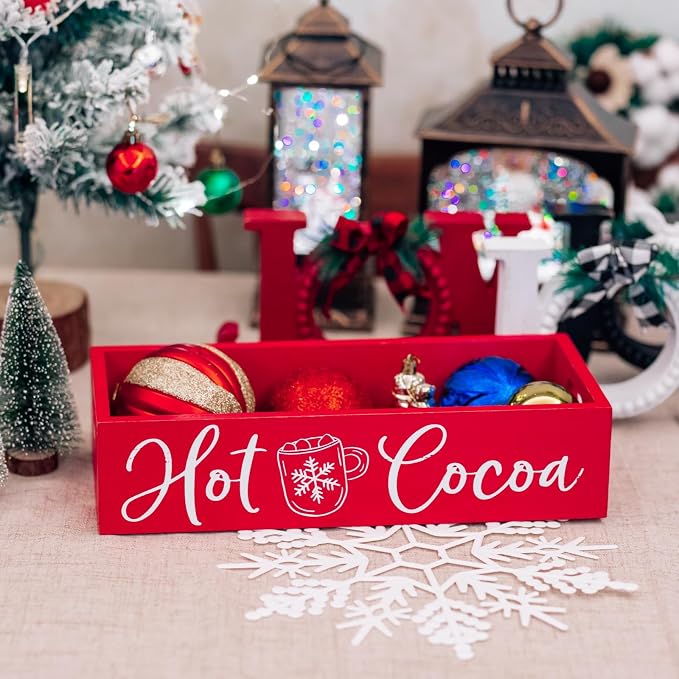 HPC DECOR Hot Cocoa Bar Wood Coffee Storage Box- Hot Cocoa Decorative Christmas - Image 7