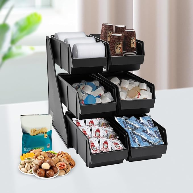 6 Compartment Serve Condiment Bin, 3-Tier Self Serve Condiment Bin Stand - Image 4