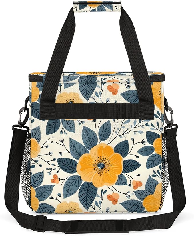 Yellow Flower Coffee Maker Carring Bag, Large Insulated Storage Organizer Case - Image 5
