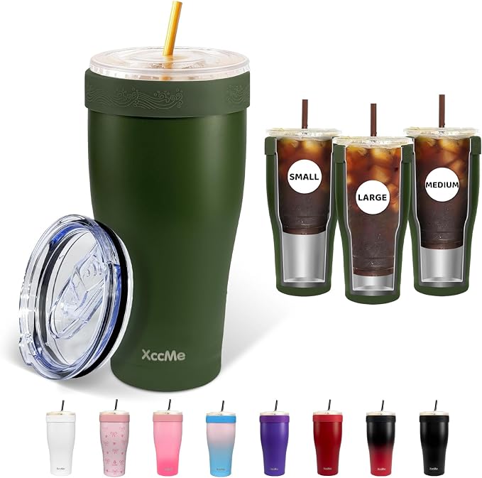 Universal Iced Coffee Sleeve, 32oz Stainless Steel Insulator Fits 16-32oz by XccMe