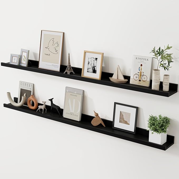 Acovy Long Floating Shelves for Wall, 55 inch Solid Wood Picture Ledge Shelf by Acovy