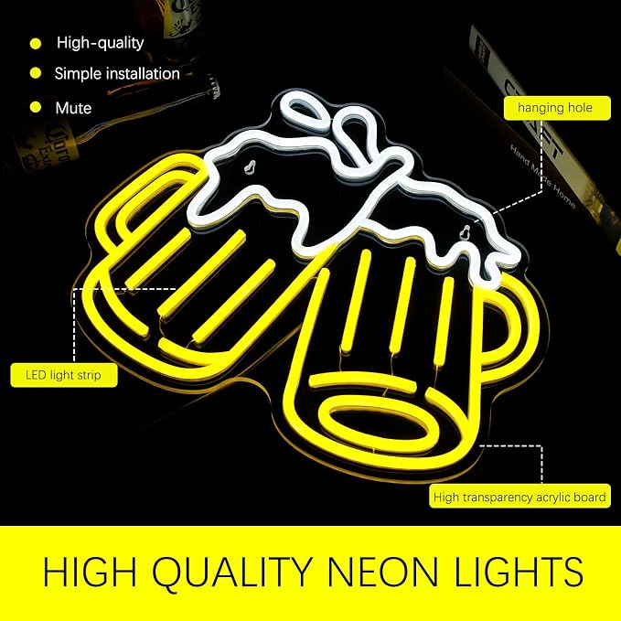 Beer Neon Sign for Wall Decor Dimmable Bar Neon Sign Led Beer Neon Lights Signs - Image 5