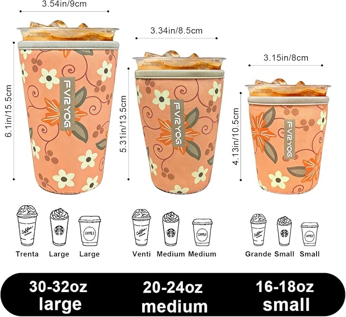 3 Pack Reusable Insulated Neoprene Iced Coffee Sleeves & Coffee Cup Holder - Image 7