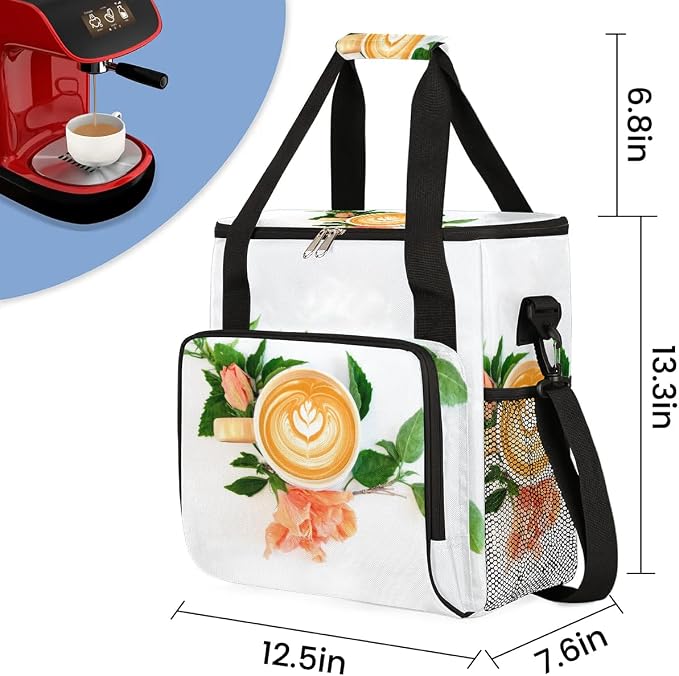 coffee beans cup flower Coffee Maker Carring Bag Travel Carrying Storage Tote - Image 2