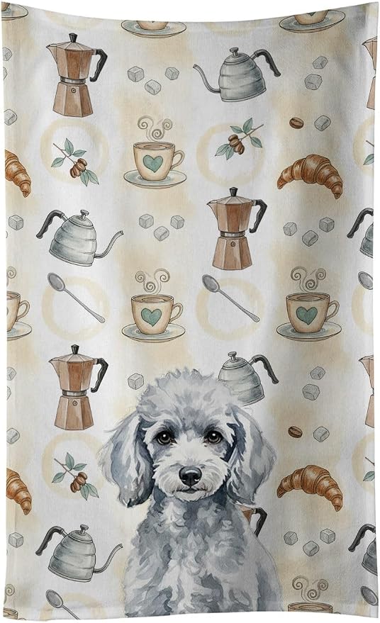 Caroline's Treasures Miniature Silver Poodle Coffee Bar Kitchen Towel Velour by CarolinesTreasures