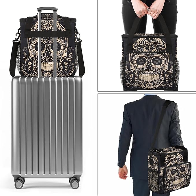 Halloween Sugar Skull Coffee Maker Carring Bag, Large Insulated Storage - Image 7