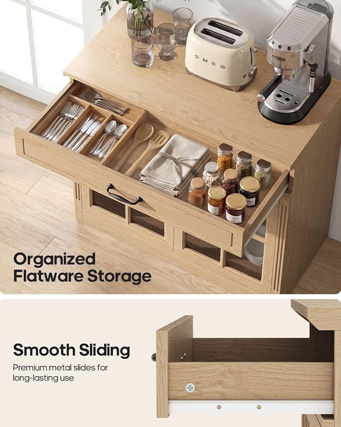 HAUOMS Modern Farmhouse Coffee Bar Cabinet - Image 4