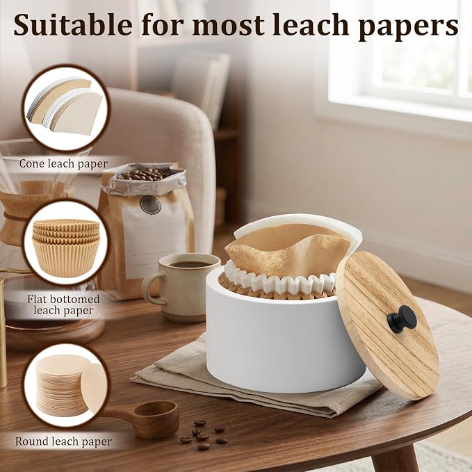 Coffee Filter Holder, Wooden Large Capacity Rustic Coffee Filter Storage Case - Image 5