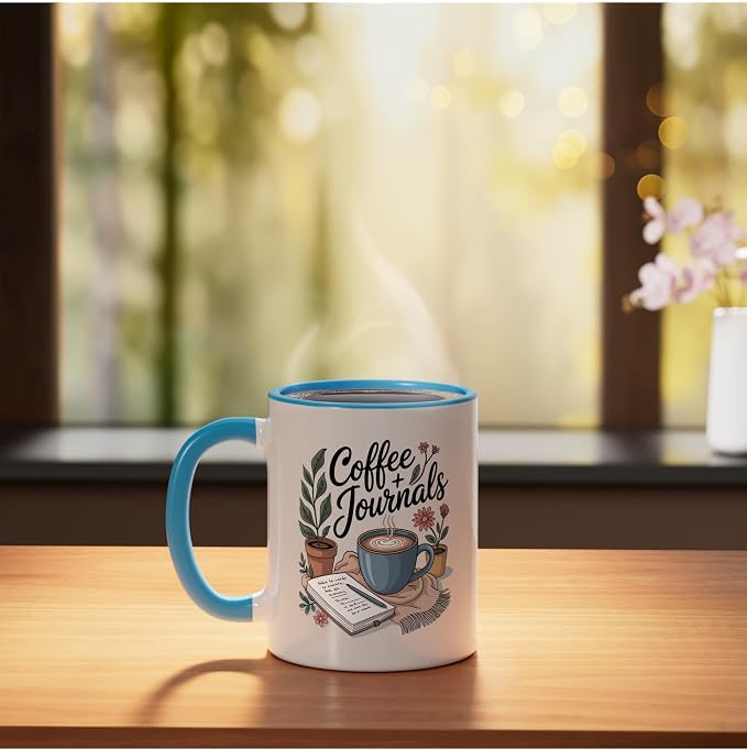 Coffee and Journals Ceramic Mug - Image 3