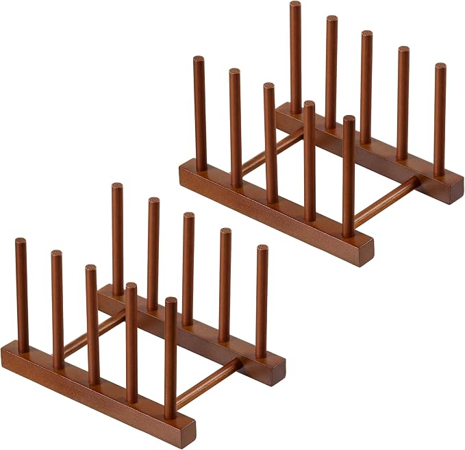 HBlife 2pcs Teak Dish Plate Bowl Cup Book Pot Lid Cutting Board Drying Rack by HBlife