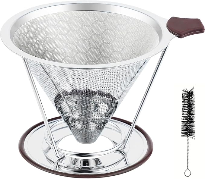 Vikuces®800 Mesh Reusable Pour Over Coffee Dripper, Metal Stainless Steel by Vikuces