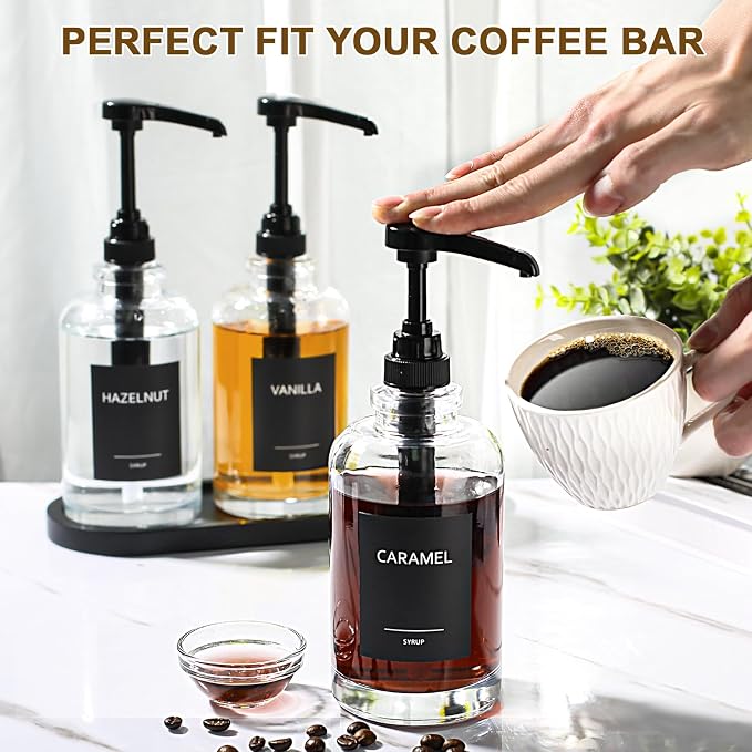 Coffee Syrup Dispenser for Coffee Bar, 16.9 fl oz Glass Syrup Dispenser - Image 5