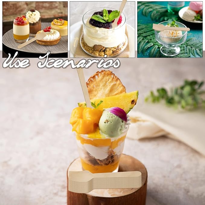 300 Pcs 3.75" Disposable Mini Wooden Tasting Spoons - Image 5