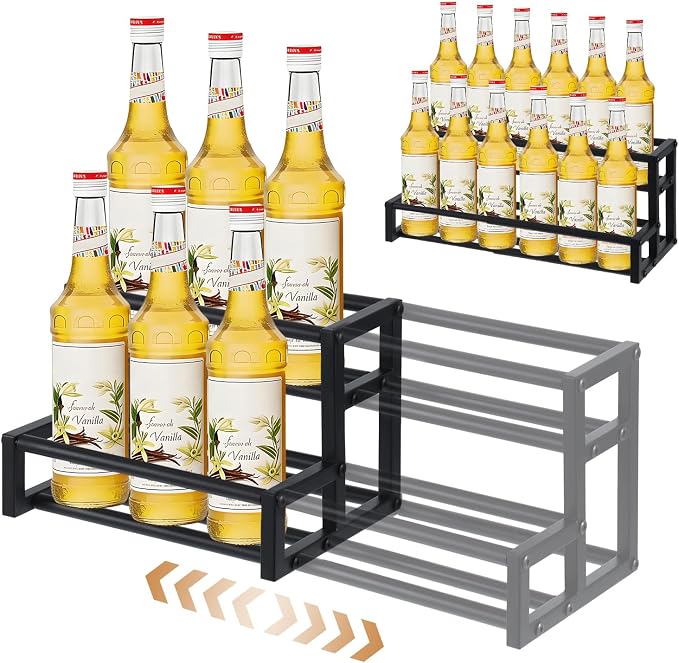 Expandable Coffee Syrup Organizer – Adjustable 12.6"–22.8" Metal Liquor Bottle by Unknown