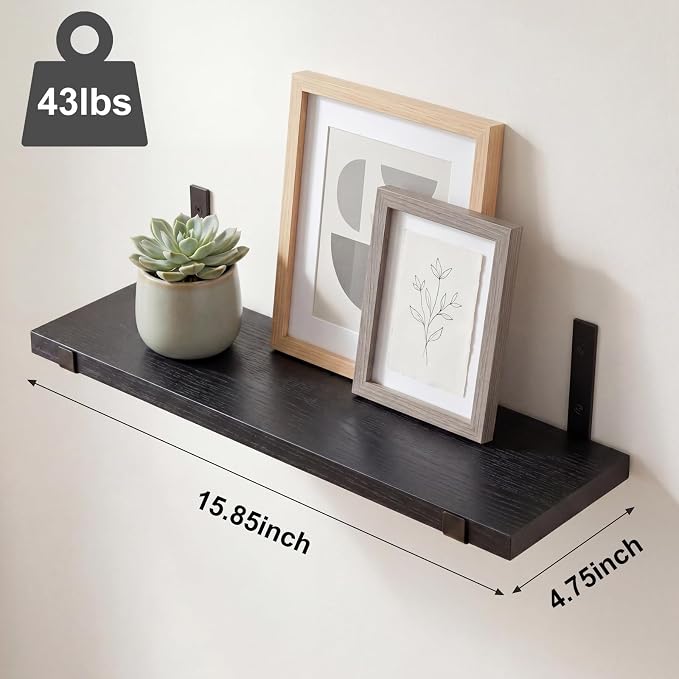 Fixwal Floating Shelves for Wall, Rustic Wood Wall Storage Shelves for Bedroom - Image 3