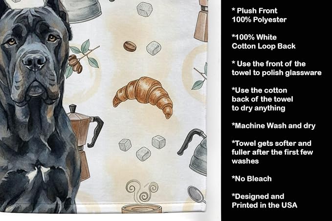 Caroline's Treasures Cane Corso Coffee Bar Kitchen Towel Velour Plush Front and - Image 4