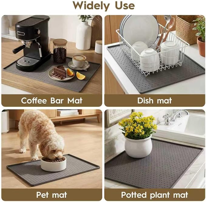 Coffee Mat with Raised Edges, 11.5”x18.6” Silicone Bar Mats - Image 4