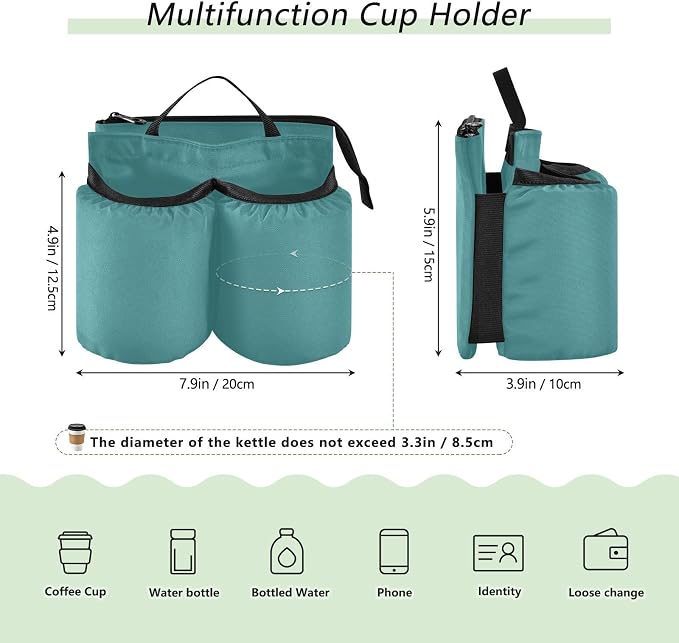 DOMIKING Dark Teal Travel Luggage Cup Holder - Image 2