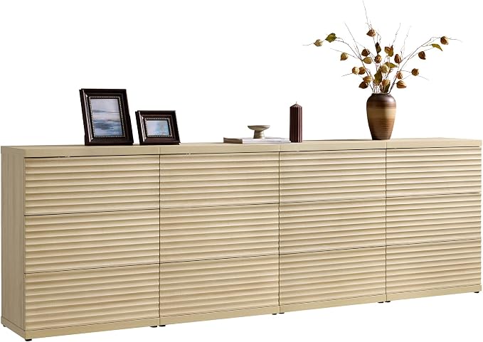 SICOTAS Buffet Cabinet with Storage, Fluted Accent Sideboard Modern Credenza by SICOTAS