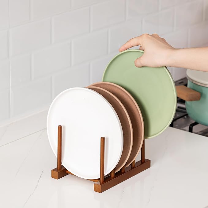 HBlife 2pcs Teak Dish Plate Bowl Cup Book Pot Lid Cutting Board Drying Rack - Image 4
