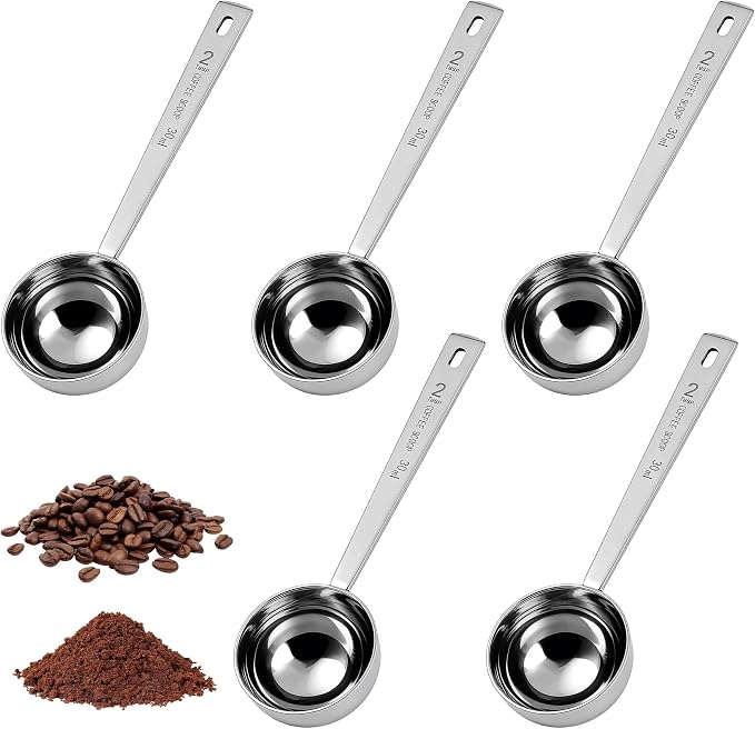 AUEAR, 5 Pack Coffee Measuring Scoop 304 Stainless Steel Spoon 1 Tablespoon by AUEAR