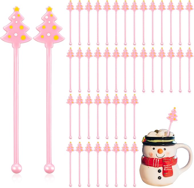 SiliFine 30 Pcs Winter Drink Stirrers Xmas Stir Stick Holiday Coffee Swizzle by SiliFine