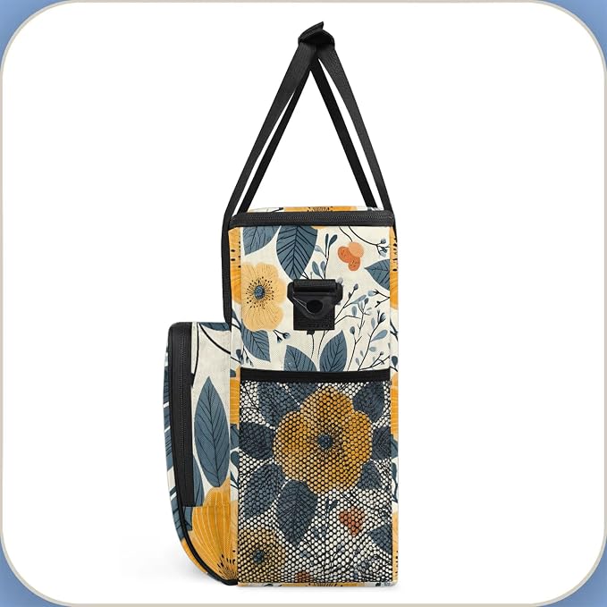 Yellow Flower Coffee Maker Carring Bag, Large Insulated Storage Organizer Case - Image 4