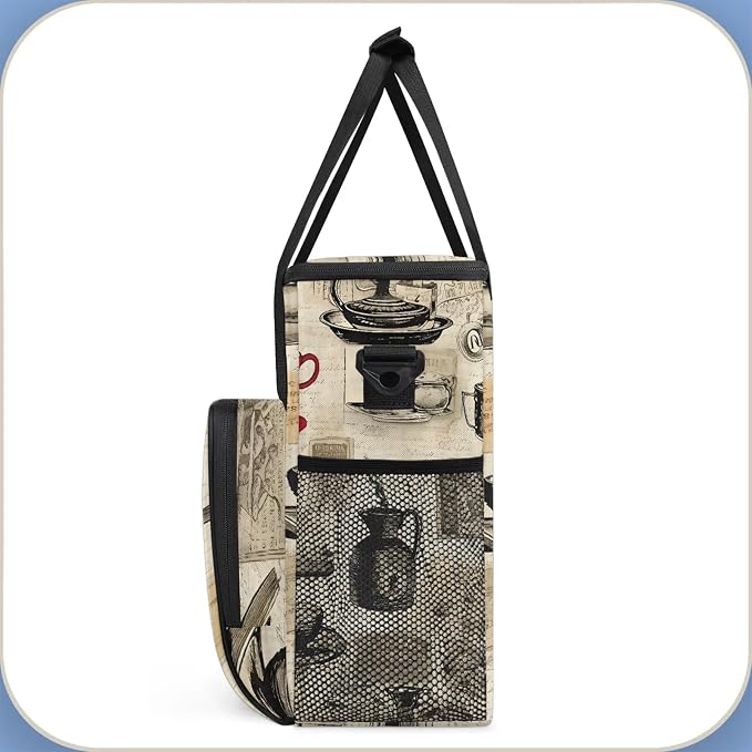 Coffee Vintage Coffee Maker Carring Bag, Large Insulated Storage Organizer Case - Image 4