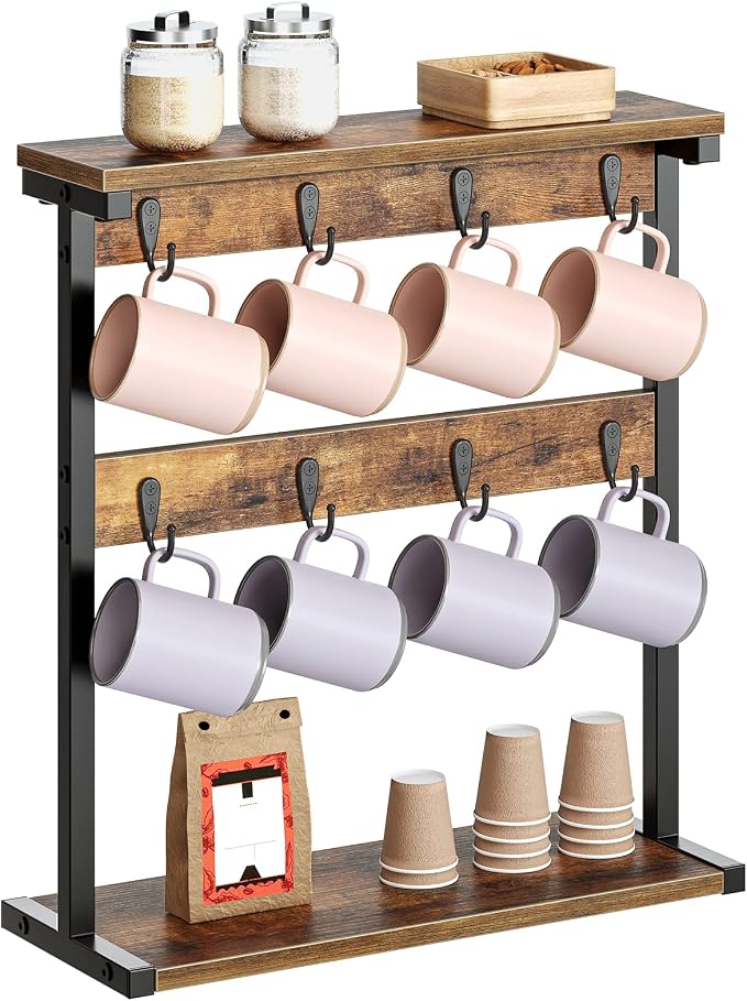 YATINEY Coffee Mug Holder for Counter, 2 Tier Mug Tree Rack, - Image 8