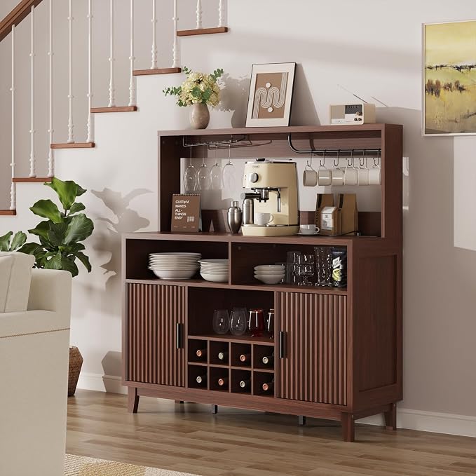 Vabches Fluted Coffee Bar Cabinet - Image 8