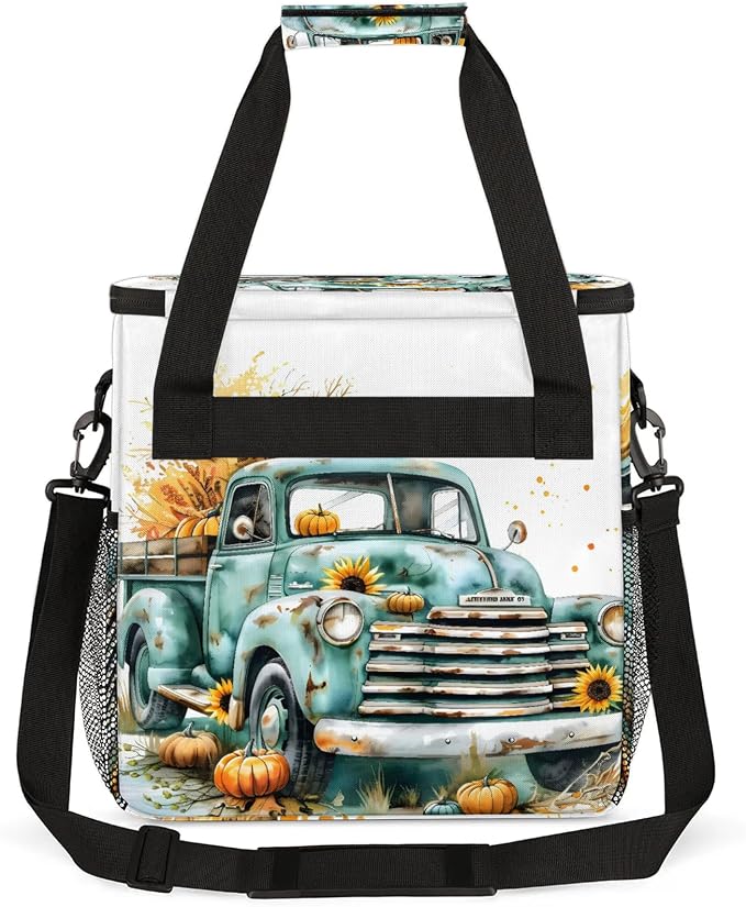 Truck Fall Pumpkin Sunflower Coffee Maker Carring Bag, Large Insulated Storage - Image 5