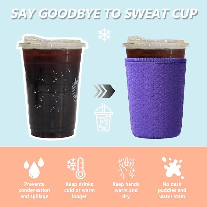 3 Pack Reusable Iced Coffee Sleeves - Image 4