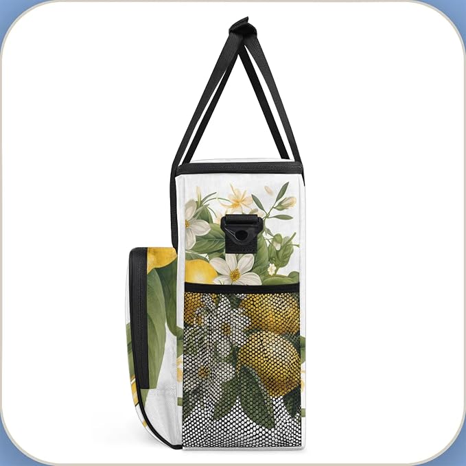 Lemon Flower Coffee Maker Carring Bag, Large Insulated Storage Organizer Case - Image 4