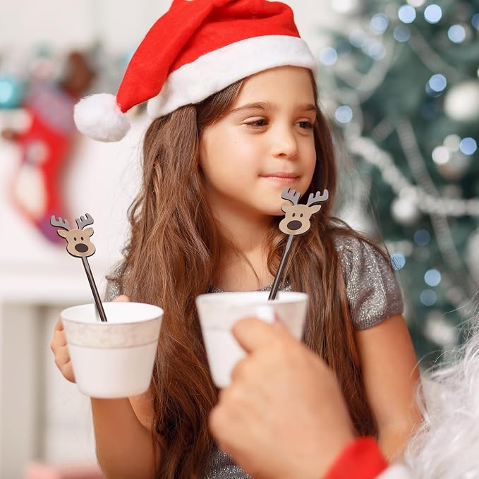 SiliFine 30 Pcs Winter Drink Stirrers Xmas Stir Stick Holiday Coffee Swizzle - Image 5