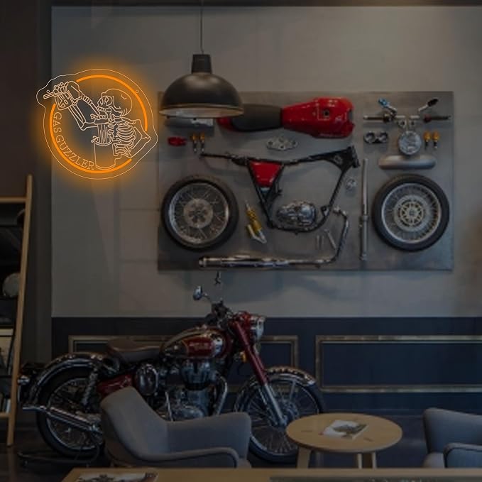Gas Guzzler Skull Neon Sign Garage Wall Art LED - Image 7
